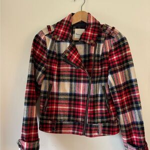 Tartan plaid moto jacket size small.